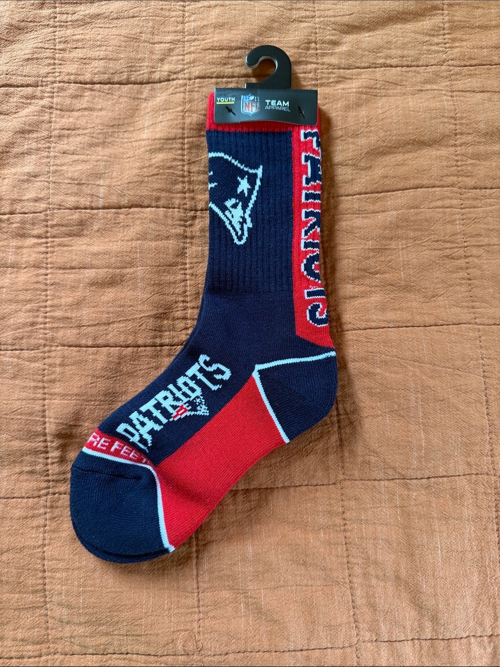 New England Patriots Youth Crew Socks - Navy & Red